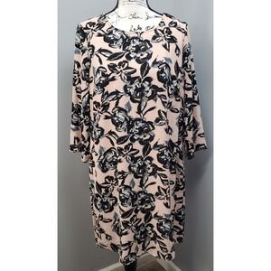 C&E Sheath Dress‎ Womens Large Multi Rose Floral Wedding Guest Party Round Neck